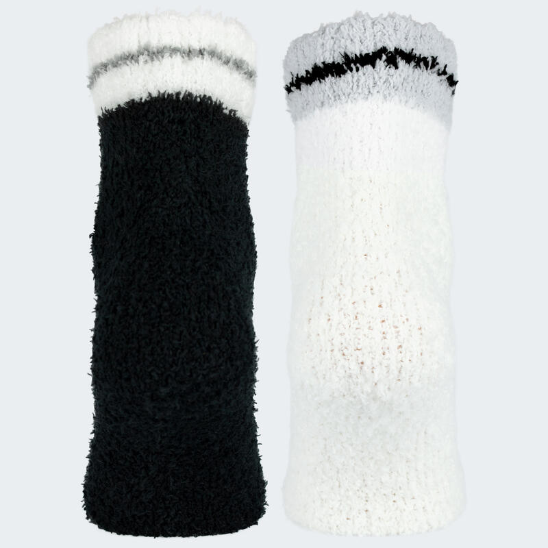 Chaussettes douillettes | Femme | 2 paires | Taille unique | Noir/Blanc