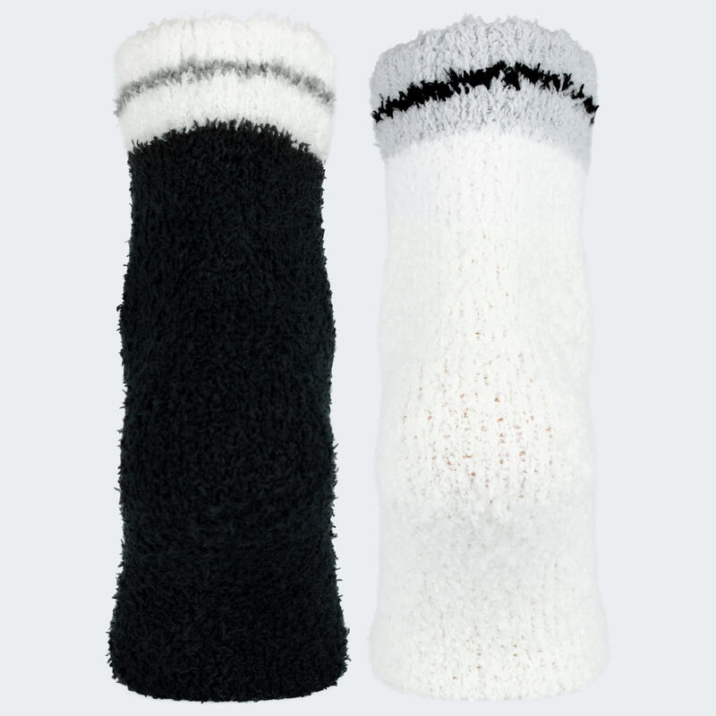 Meias de pantufas para mulher 2 pares | Meias confortáveis | Preto/branco