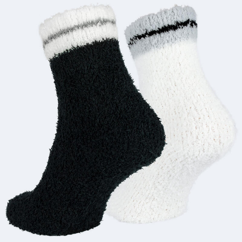 Chaussettes douillettes | Femme | 2 paires | Taille unique | Noir/Blanc