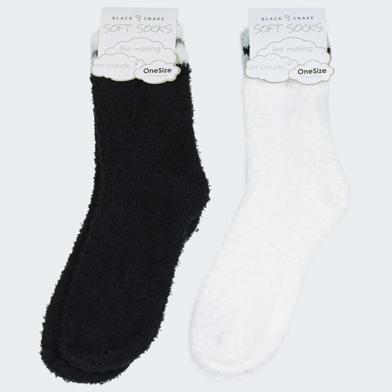 Calcetines acogedores | Mujer | 2 pares | Talla única | Negro/Blanco