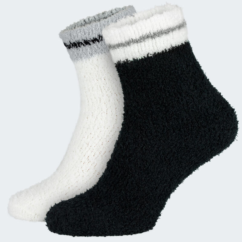 Chaussettes douillettes | Femme | 2 paires | Taille unique | Noir/Blanc