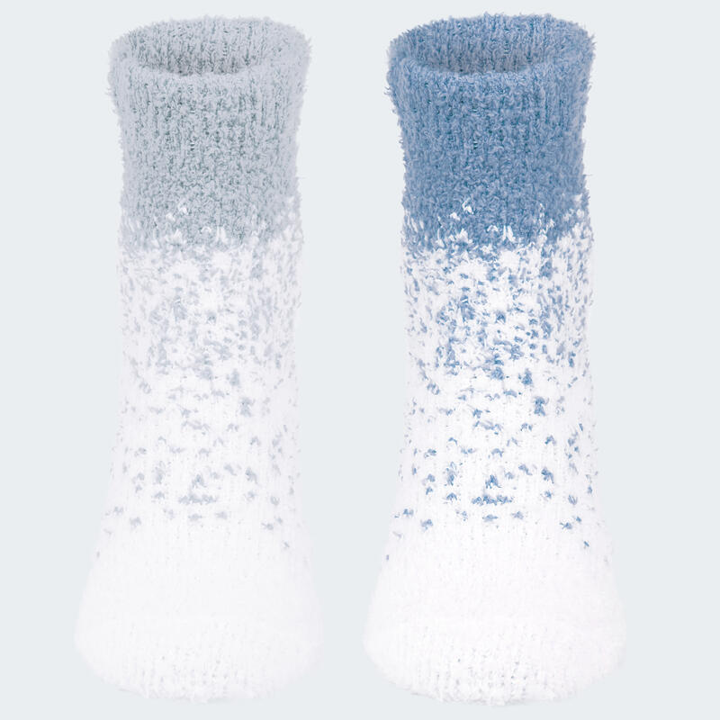 Chaussettes douillettes | Femme | 2 paires | Taille unique | Gris/Bleu