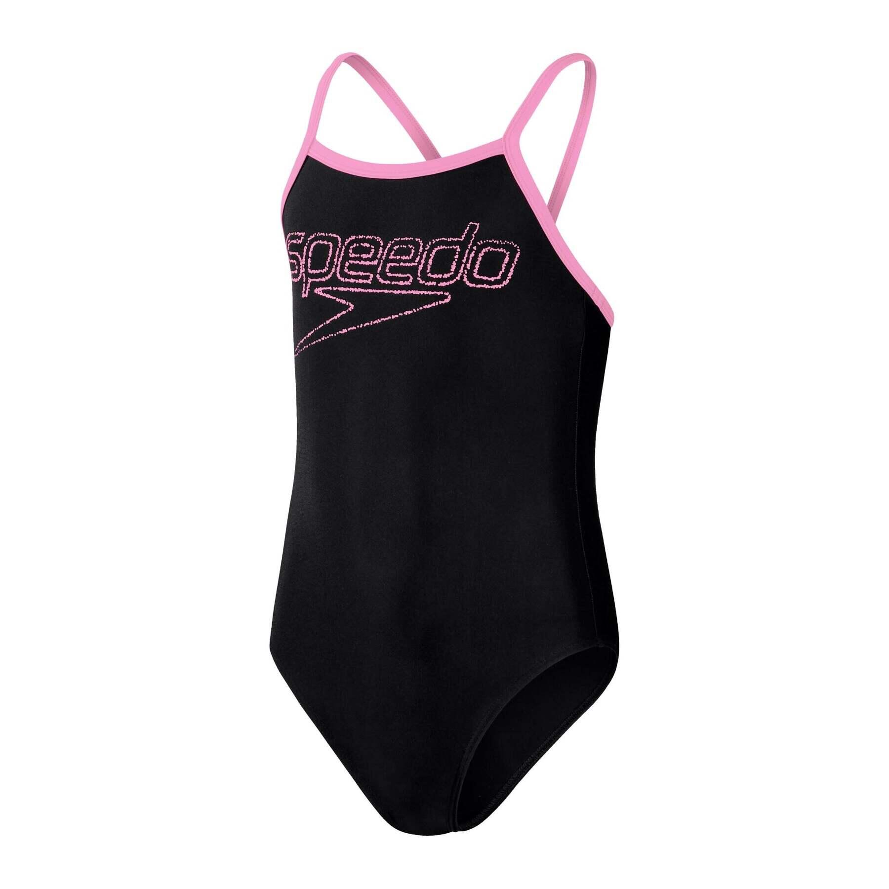 SPEEDO Speedo Girls Boom Logo Thinstrap Muscleback - Black/Pink