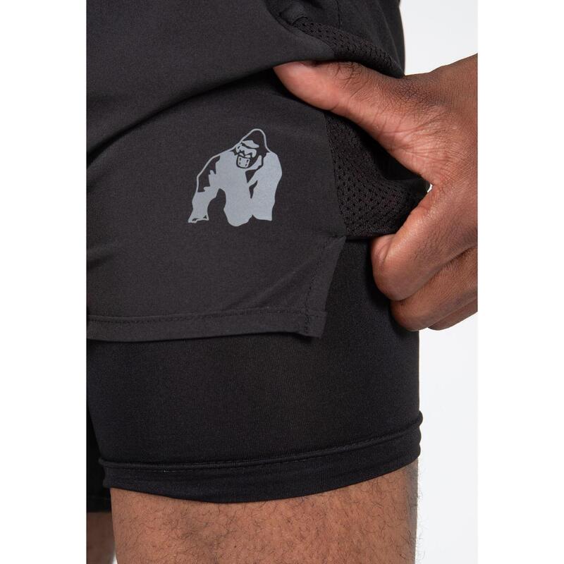 Gorilla Wear Modesto 2-In-1 Shorts - Zwart - 2XL