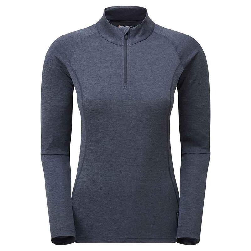 Dart Zip Neck Women's Long Sleeve Quick Dry T-shirt - Blue