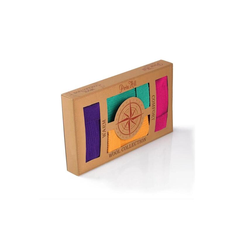 Sosete din lana merino box 4 mov, roz, galben, albastru, 39-42 EU