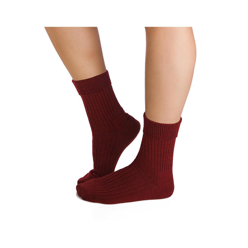 Sosete antibacteriene din lana merino Warm Ribs Bordeaux, 35-38 EU