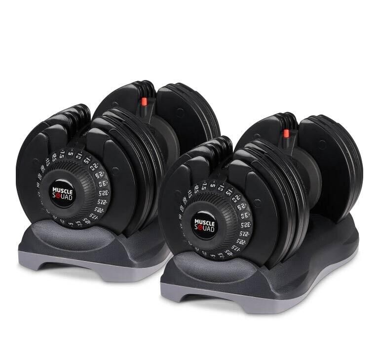 MUSCLESQUAD 5kg - 32.5kg Quick Select Adjustable Dumbbell Set