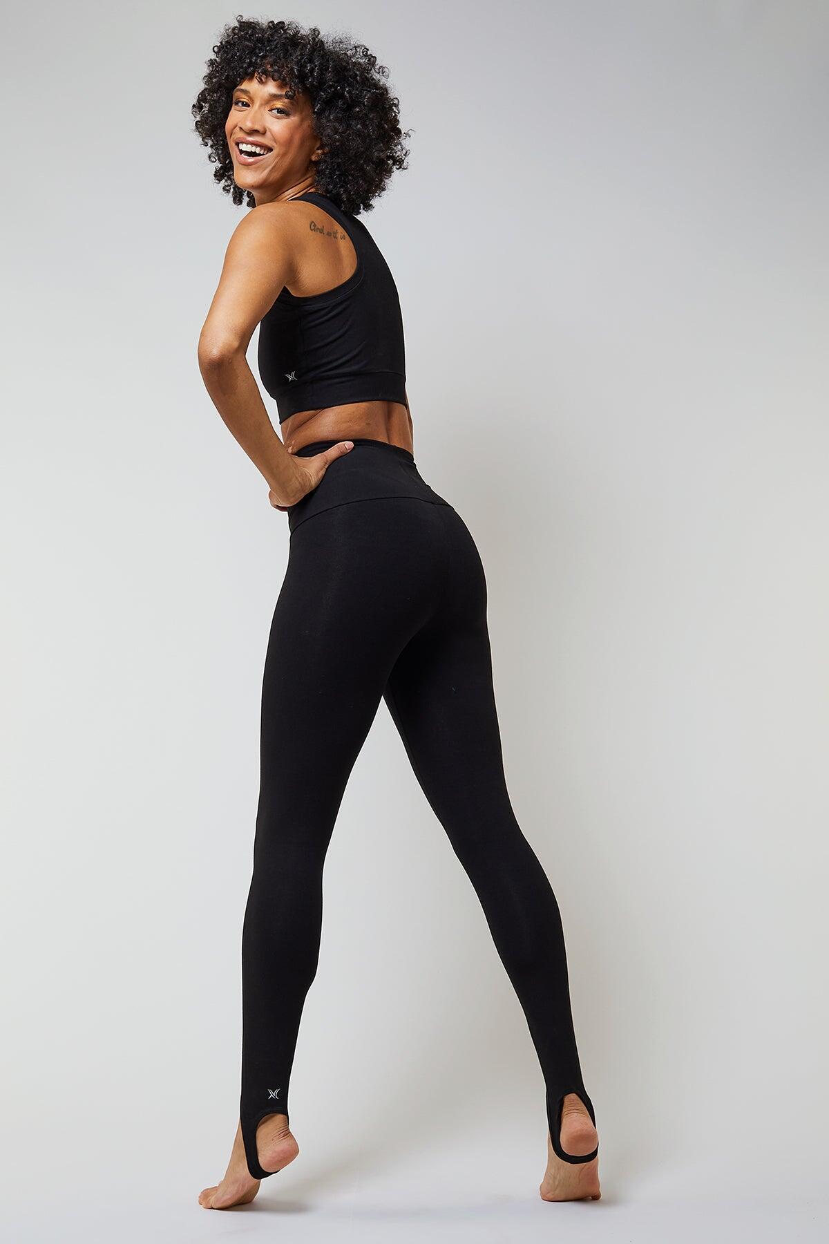 Extra Strong Compression Stirrup Leggings with Tummy Control Black TLC  SPORT