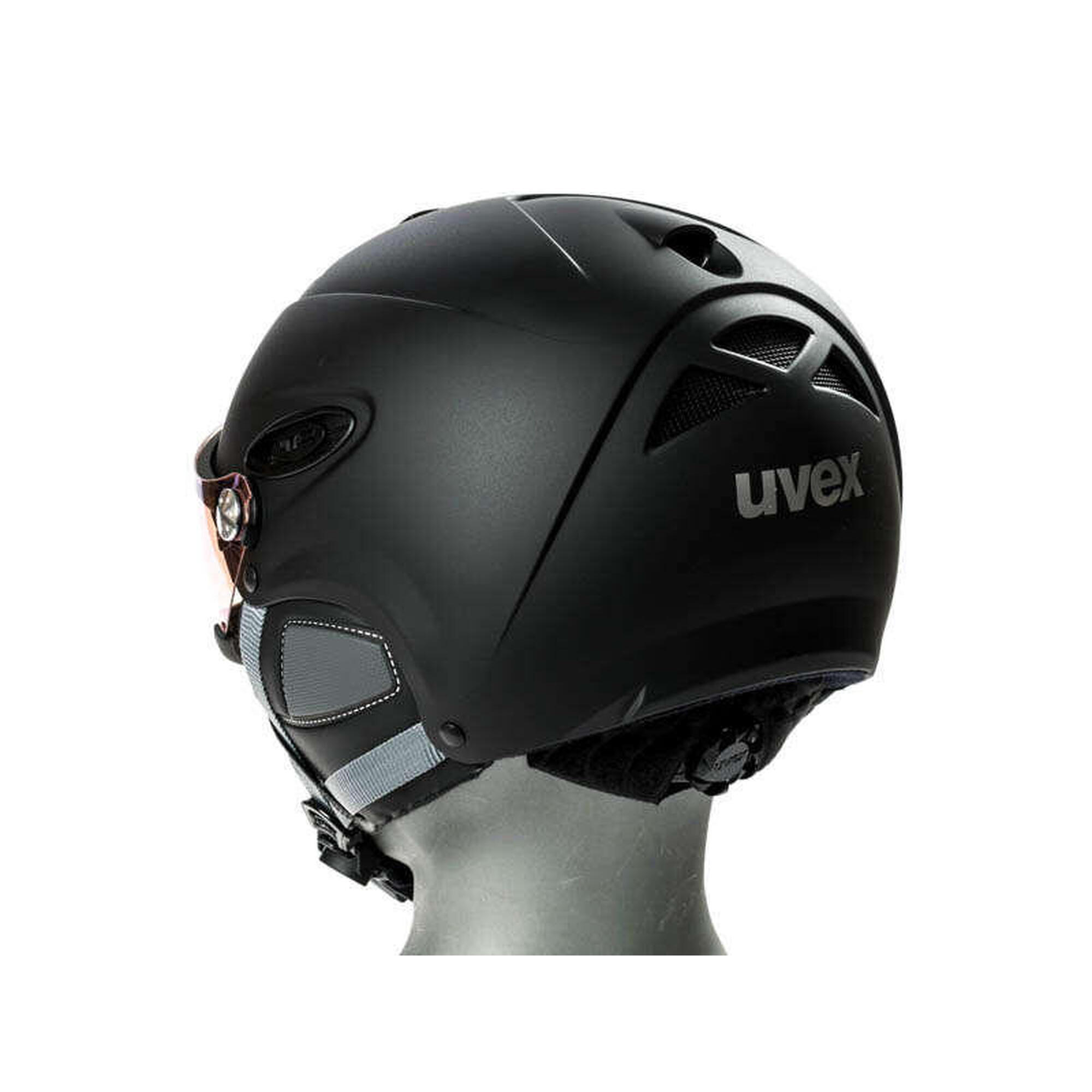 Kask narciarski z przyłbicą szybą Uvex Hlmt 300 Vario Black Mat