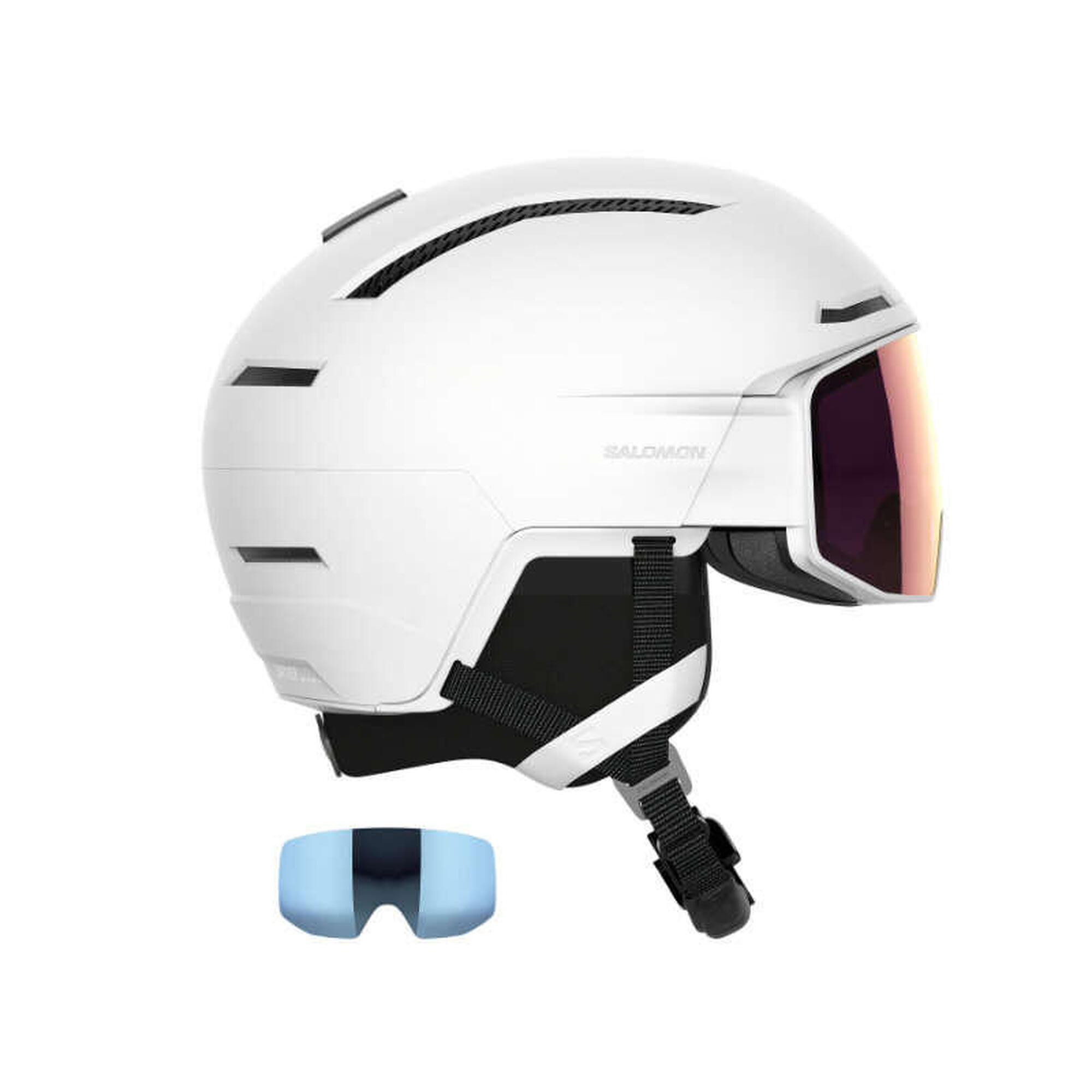 Kask narciarski z przyłbicą szybą Salomon Driver Prime Sigma Plus White
