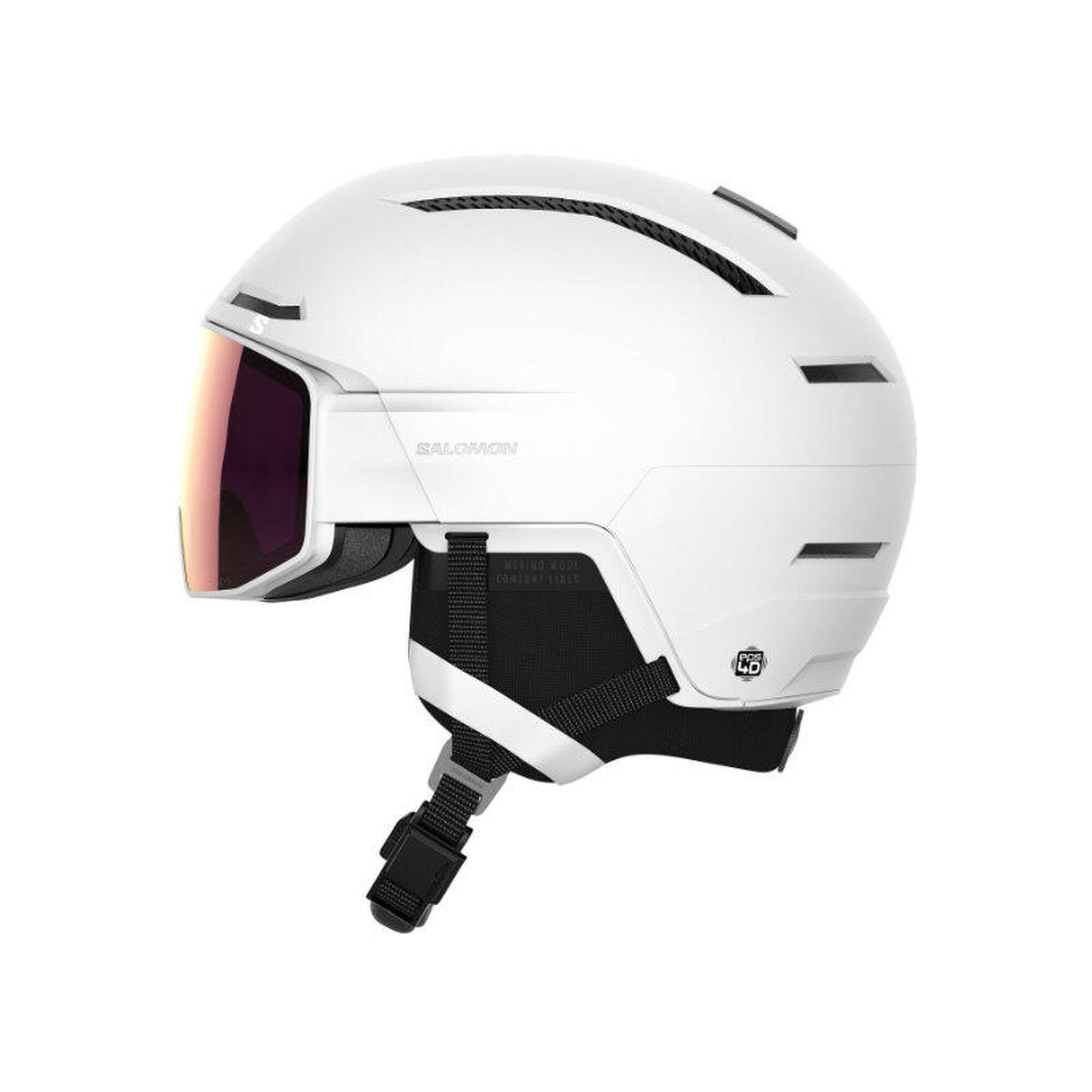 Kask narciarski z przyłbicą szybą Salomon Driver Prime Sigma Plus White