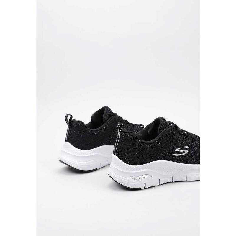 Zapatillas Deportivas Caminar Mujer Skechers 149713_BKW Negras con Cordones