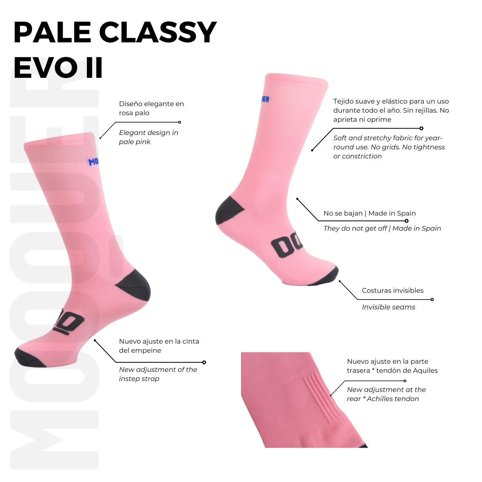 Meias de ciclismo unissex respiráveis altas Mooquer Pale Classy EVO 2 Rosa 4/6