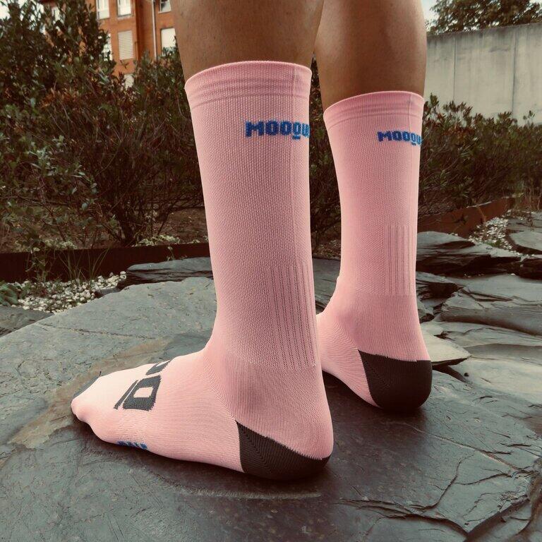 Meias de ciclismo unissex respiráveis altas Mooquer Pale Classy EVO 2 Rosa 6/6
