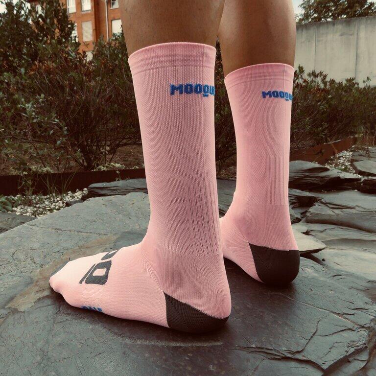 Calcetines de Ciclismo Unisex Transpirables Altos Mooquer Pale Classy EVO 2 Rosa