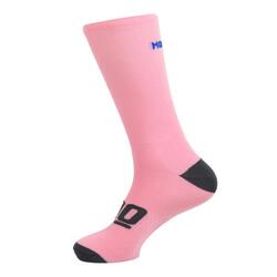 Chaussettes de cyclisme unisexes respirantes hautes Mooquer Pale Classy II roses