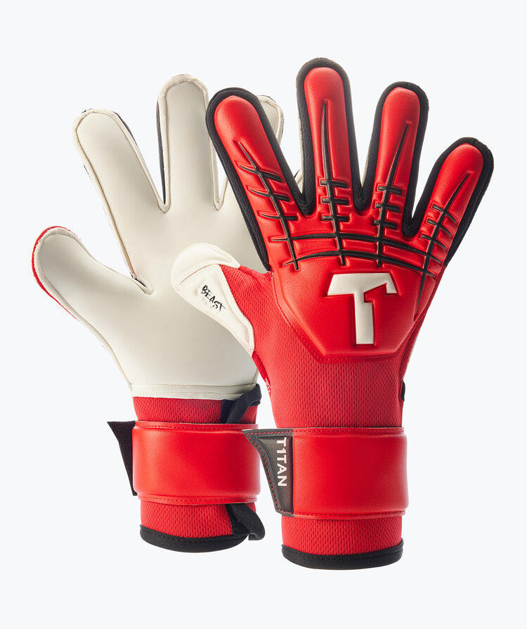 T1TAN Guanti da Portiere per Bambini Red Beast Junior 3.0 con Protezioni per le Dita