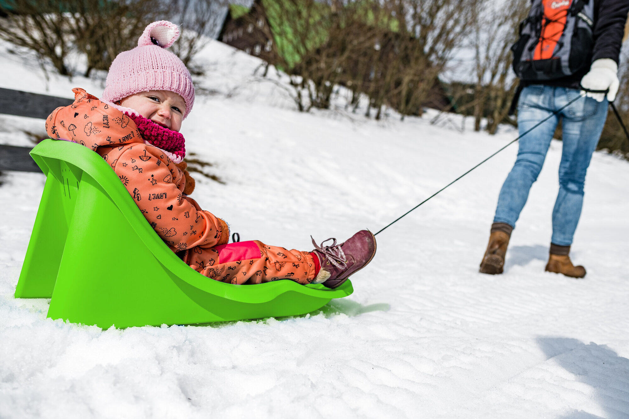 Omada Slitta per bambini 2 posti con freno, plastica, portata 100 kg