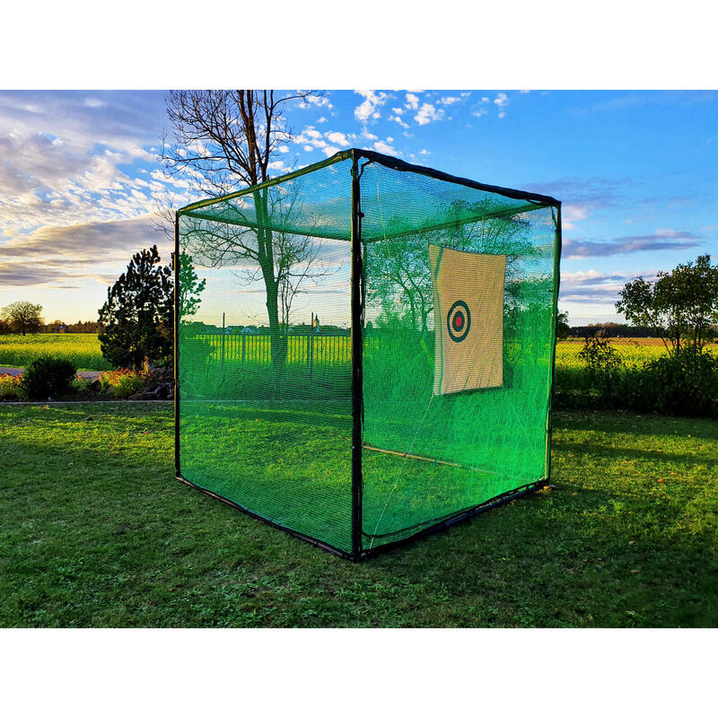Cage de golf 3x 3x 3m - Cible Incluse/Mousse de Protection/Filet de Protection