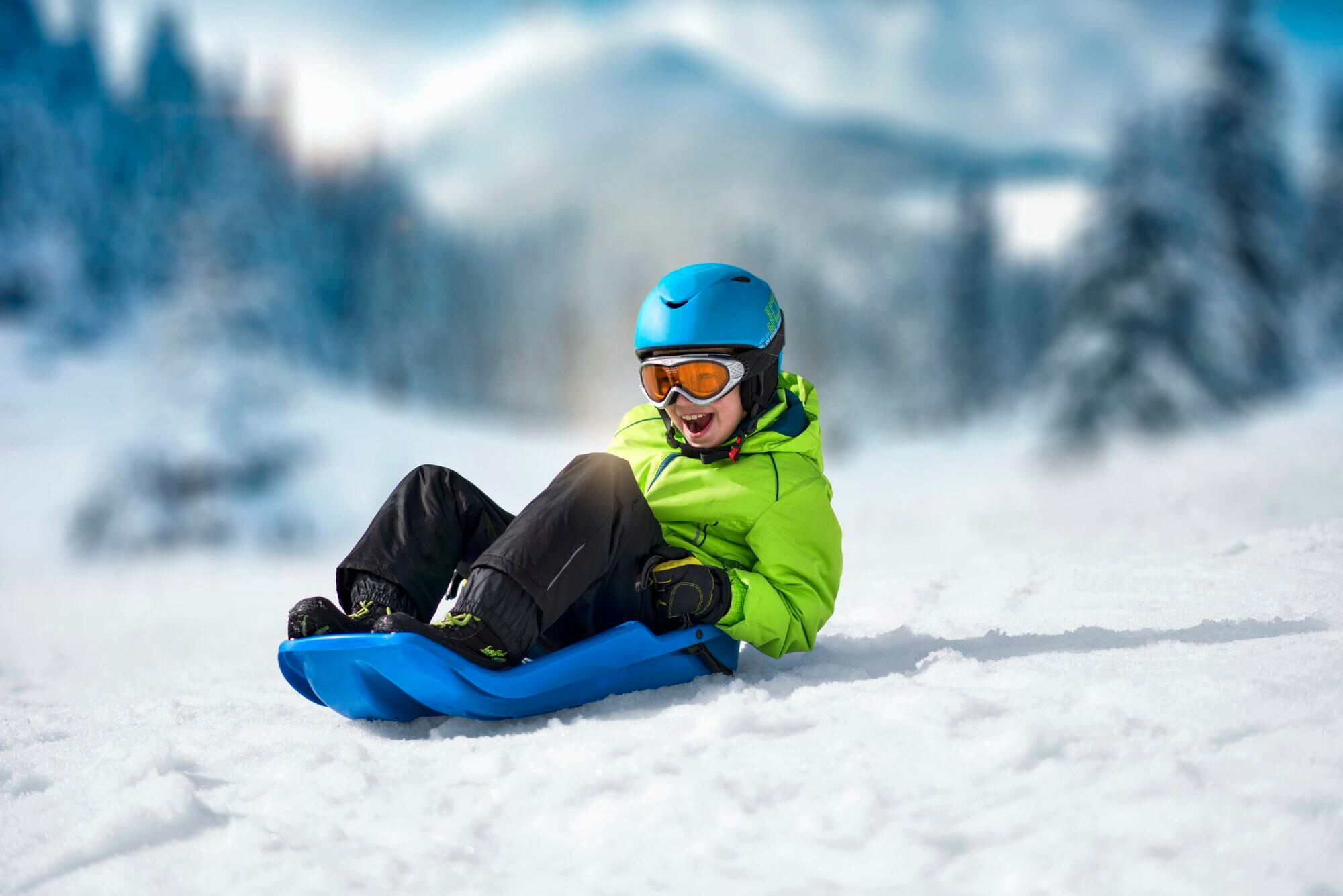 Set di 2 slitte per bambini con freni integrati - Blu 2/2
