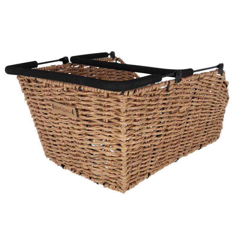 BASIL Hinterradkorb "Cento Rattan Look MIK", seagrass