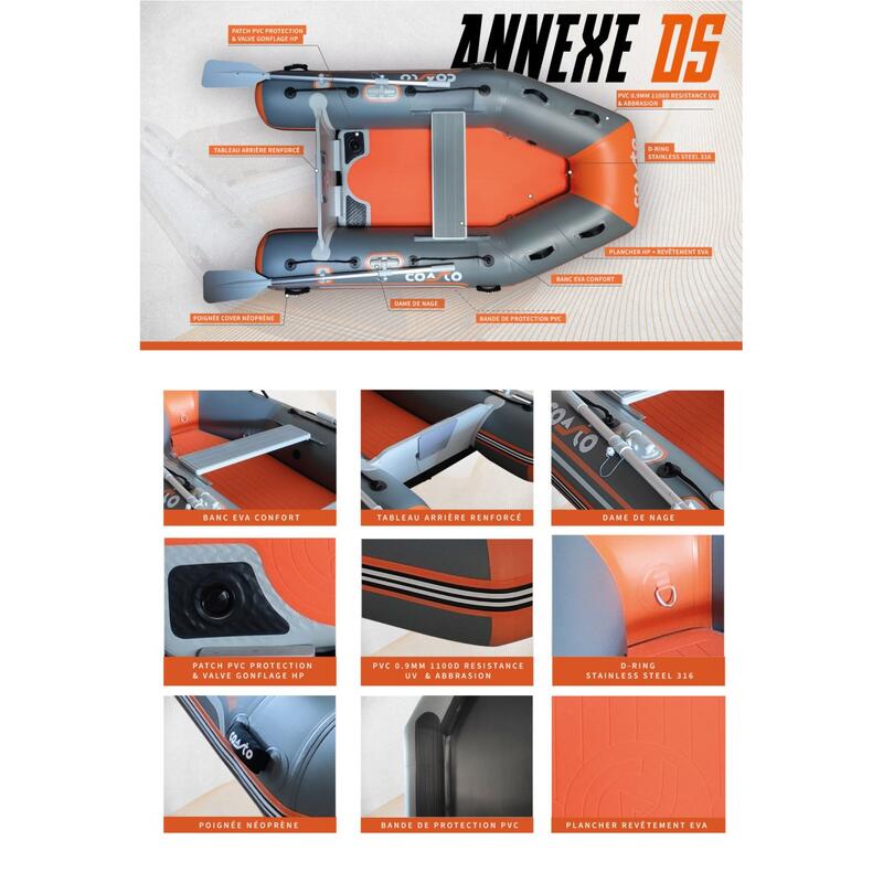 Anexo Inflable DS 230 Dropstitch -230x140cm -Gris/Naranja -Máx 310 kg/ 4CV