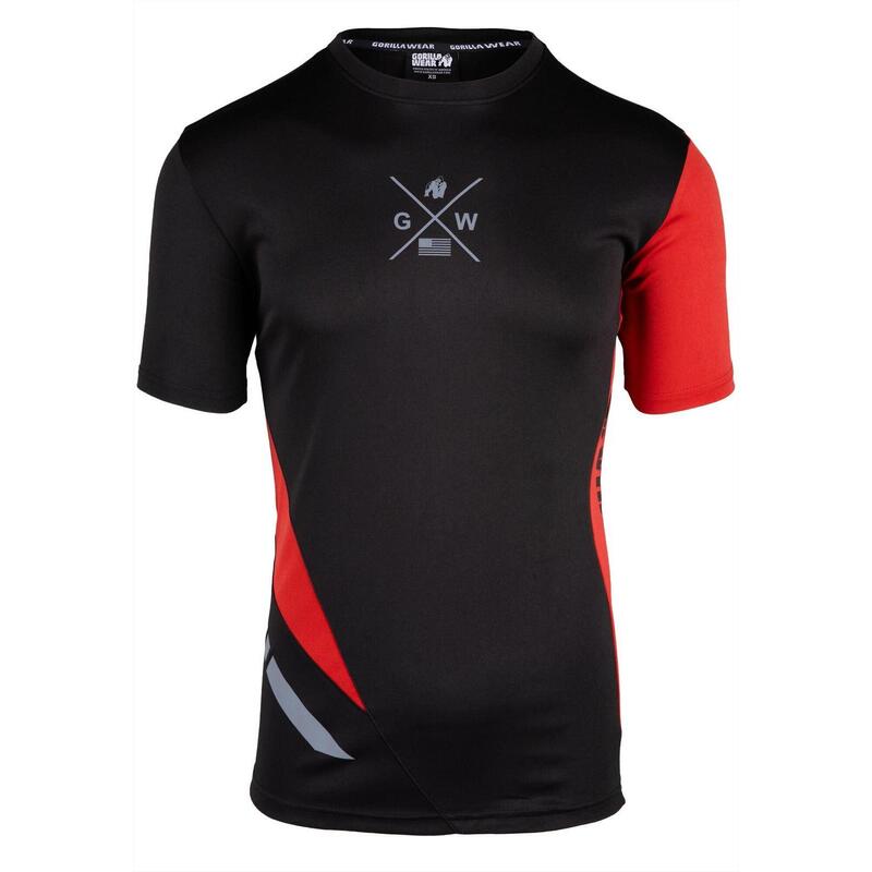 Gorilla Wear Hornell T-Shirt - Unisex - Zwart/Rood - XL