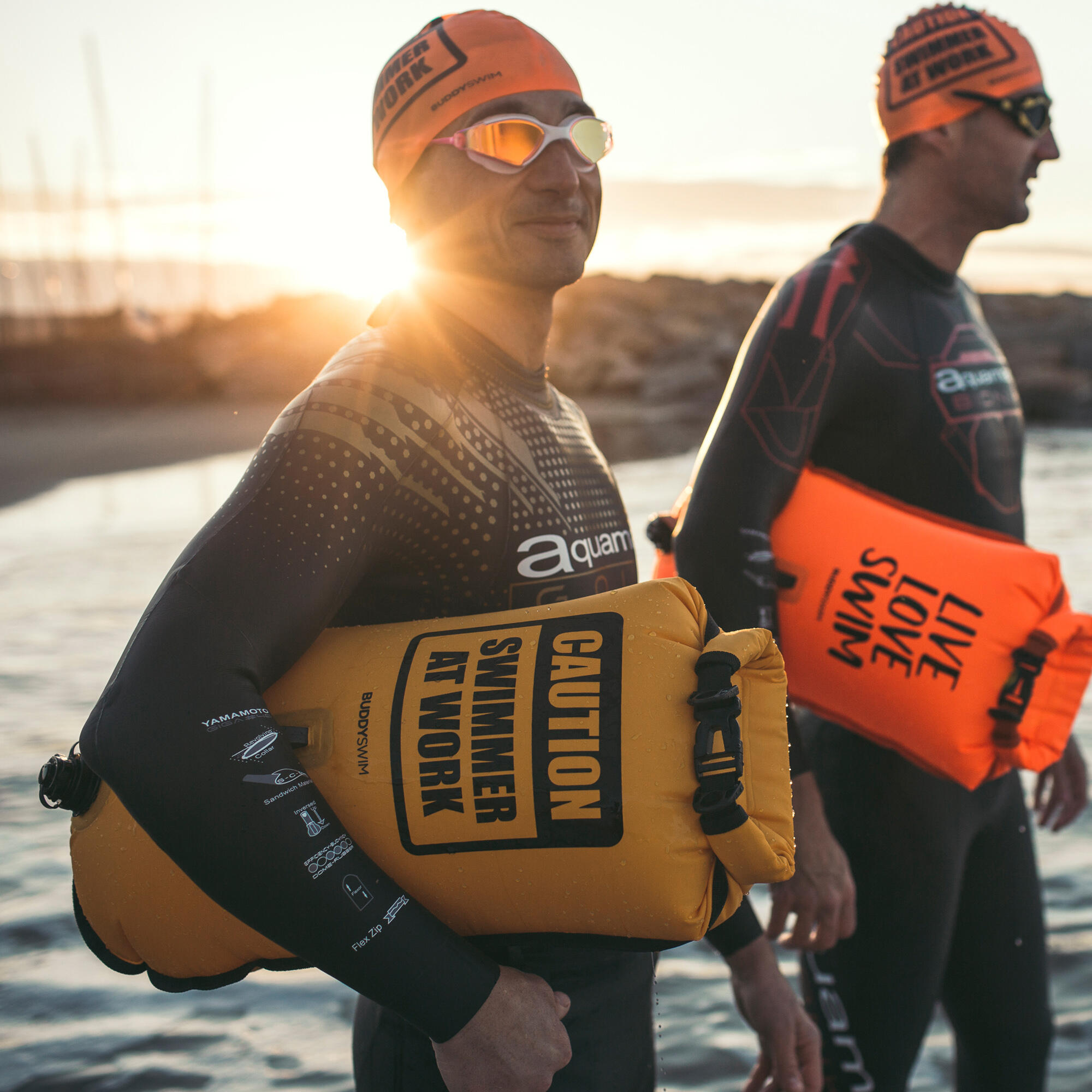Boa nuoto in acque libere da 28 litri e cappello da nuoto Buddyswim Arancione 4/8