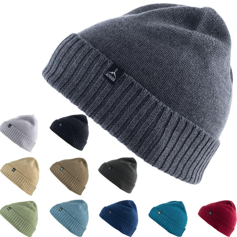 Altidude Winter Hat Plain Fijn gebreide muts Unisex Beanie 100% Merino Wol