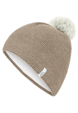 Merino Mütze Damen Herren Parkstein mit Bommel Schwarz