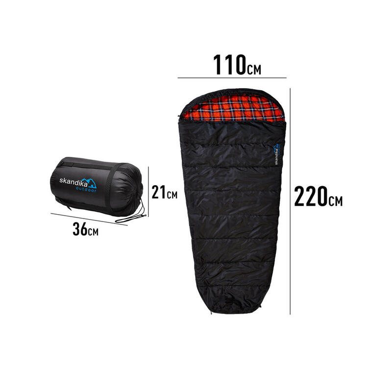 Mumienschlafsack - Vegas Flanell - Outdoor - RV links - bis -15°C - Schwarz