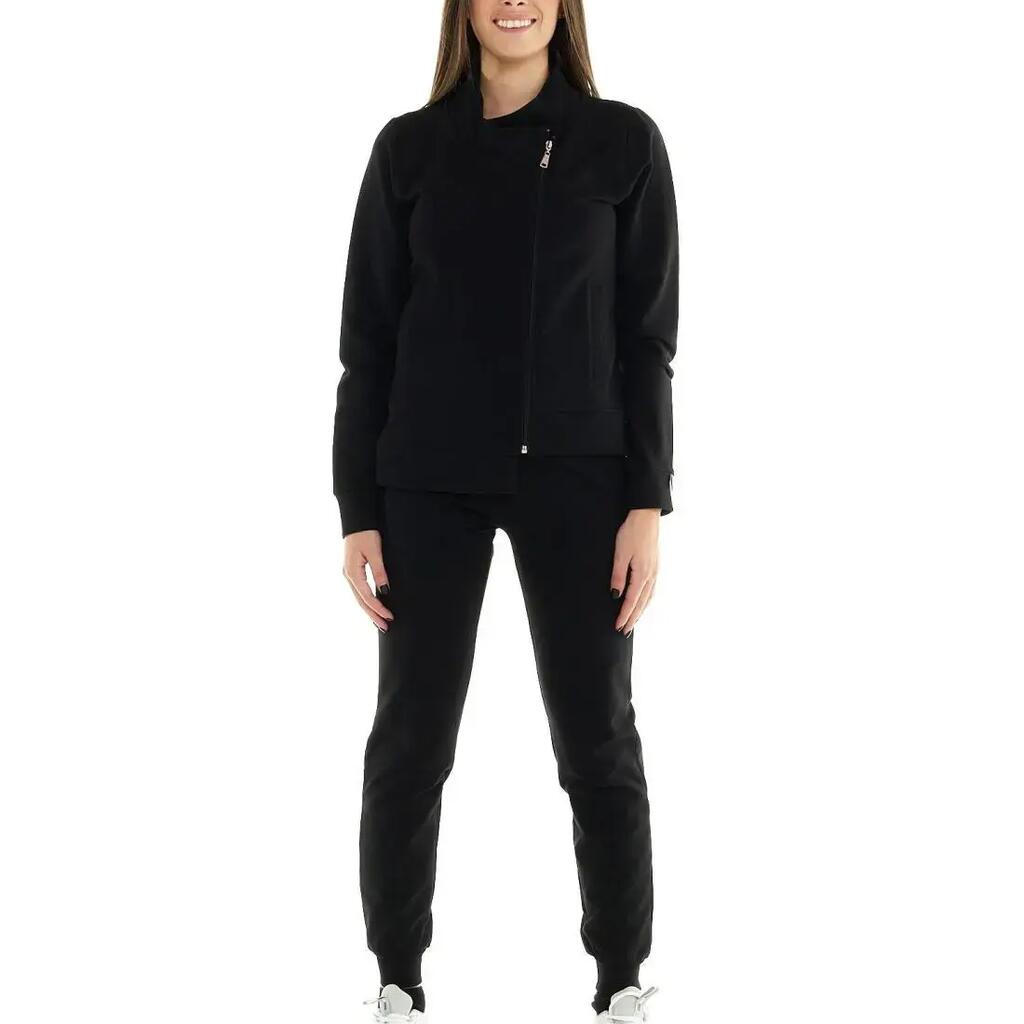 Woman tracksuit with diagonal zip Blackout