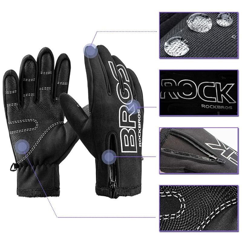 Rękawiczki rowerowe zimowe dla dorosłych Rockbros S091-4BK 2/7