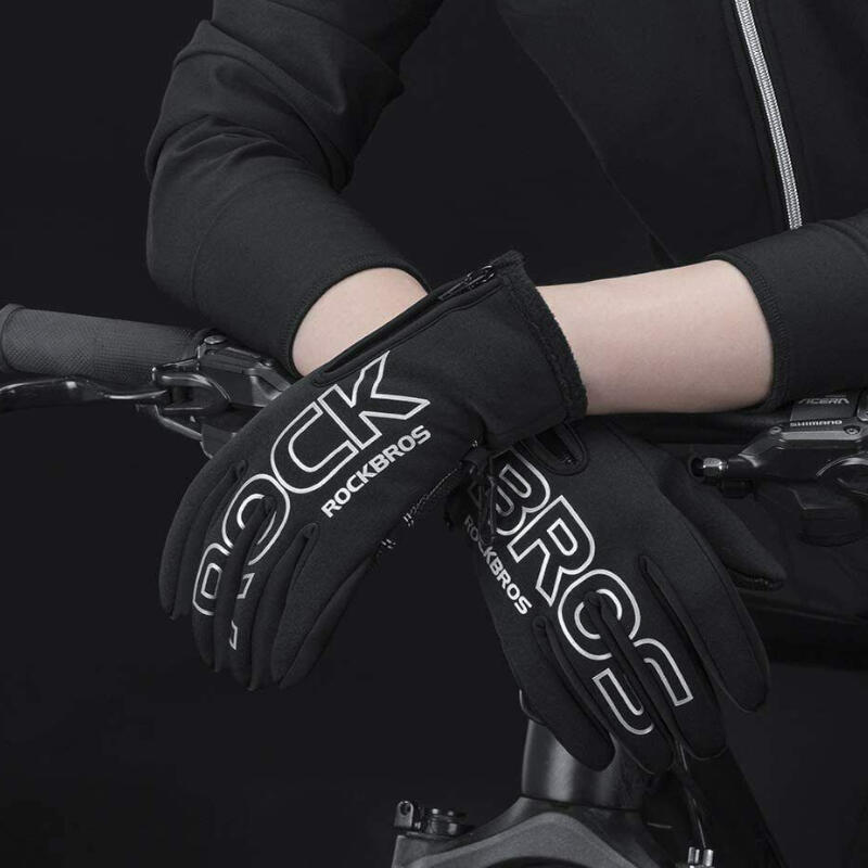 Rękawiczki rowerowe zimowe dla dorosłych Rockbros S091-4BK