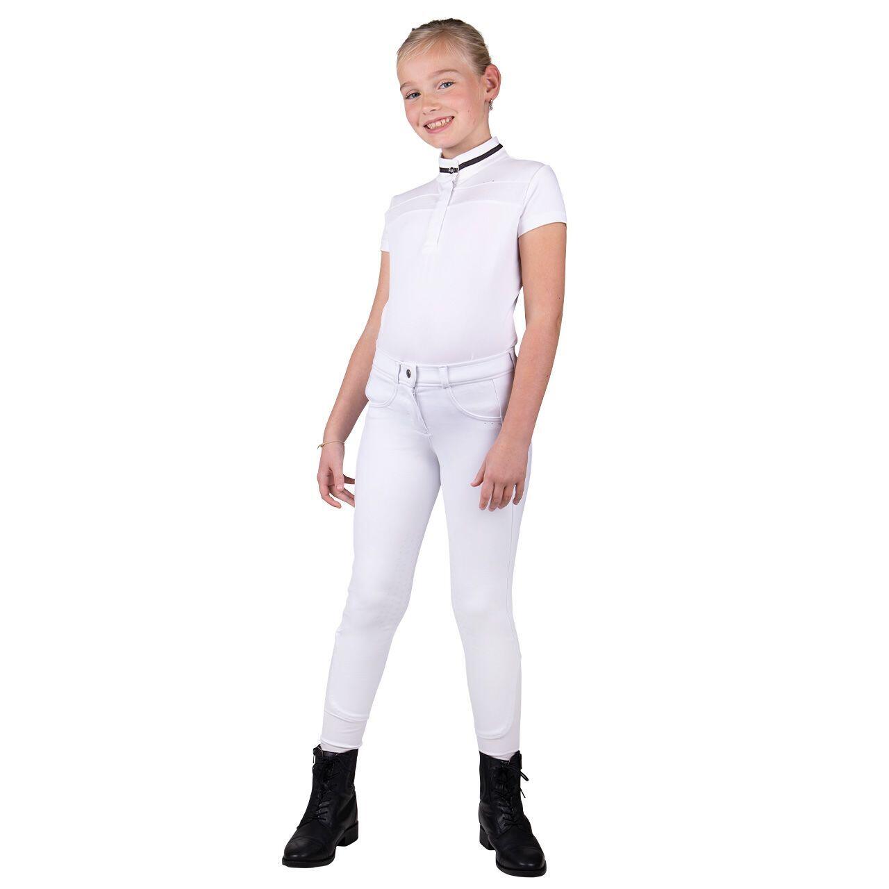 Pantaloni echitație QHP Kae cu prindere medie pentru copii