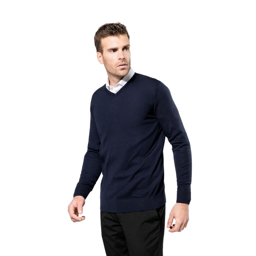 Sweter v-neck z merynosów Kariban Premium