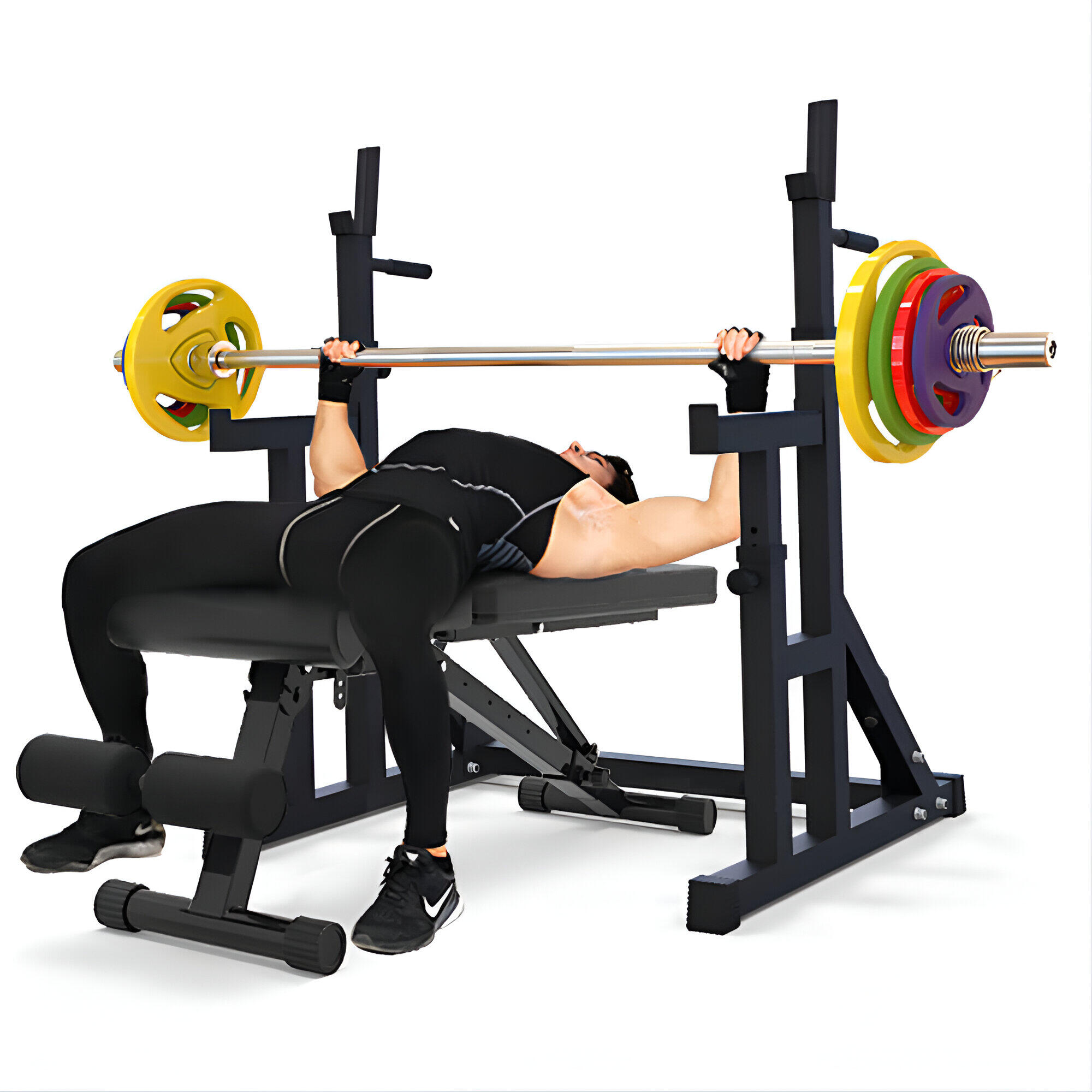 Soporte Rack Negro Ajustable Power Levantamiento de Pesas Multifuncional Fitness 3/3