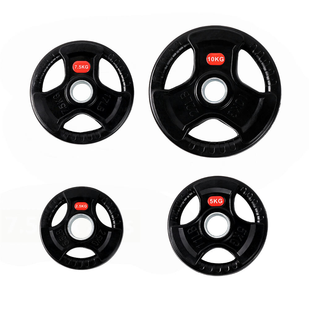 2 Discos de Pesas 7,5 kg 50 mm de 3 agarres con Recubrimiento de Caucho Fitness 3/3