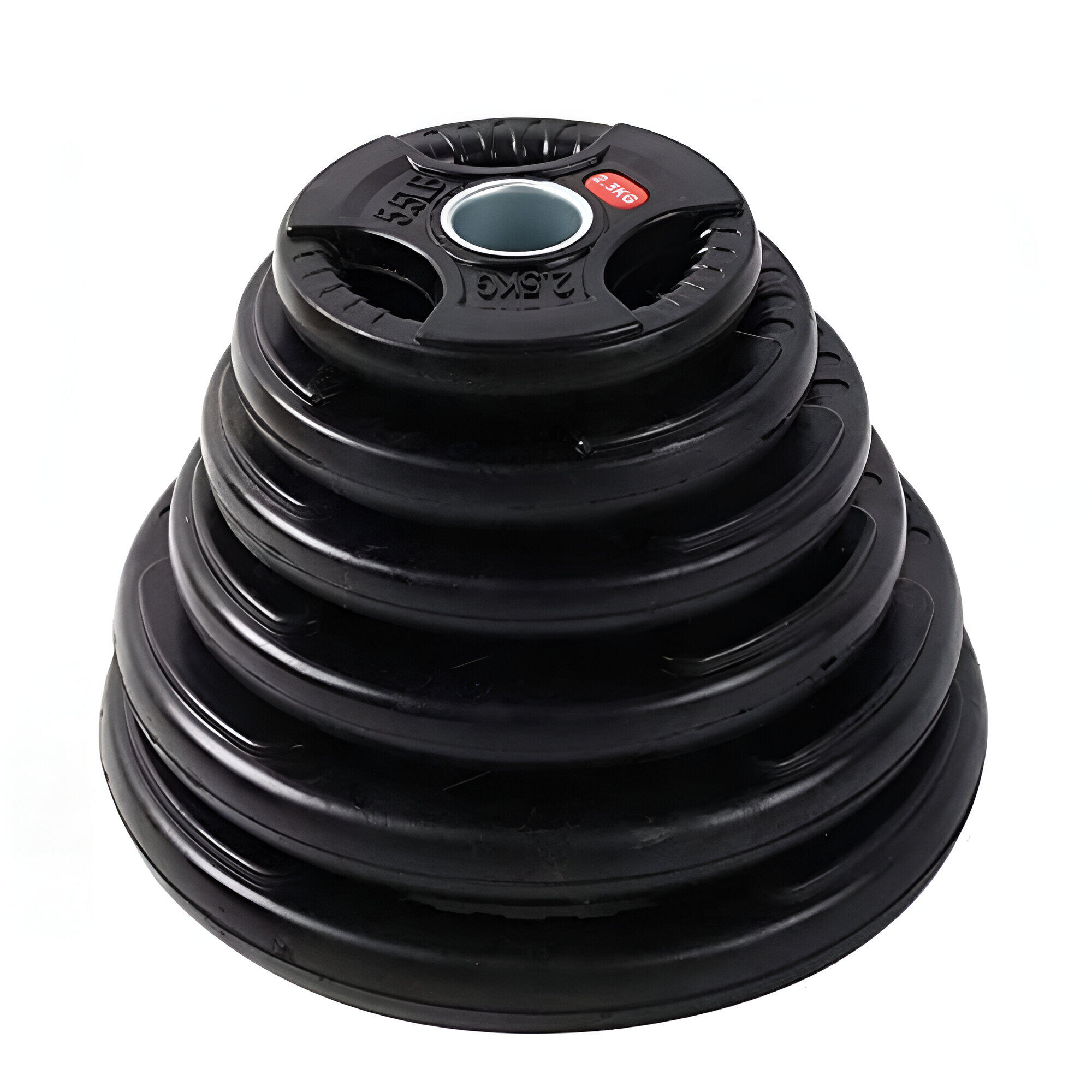 Disco de Pesas 20 kg 30 mm de 3 agarres con Recubrimiento de Caucho Fitness 2/3