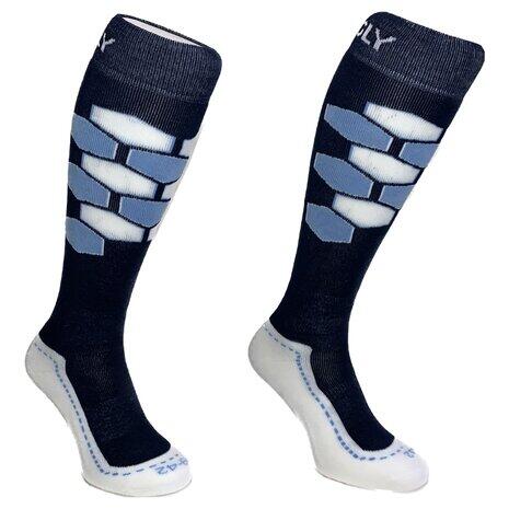 Hingly Skisokken HexaSki Blauw-Wit 1/2