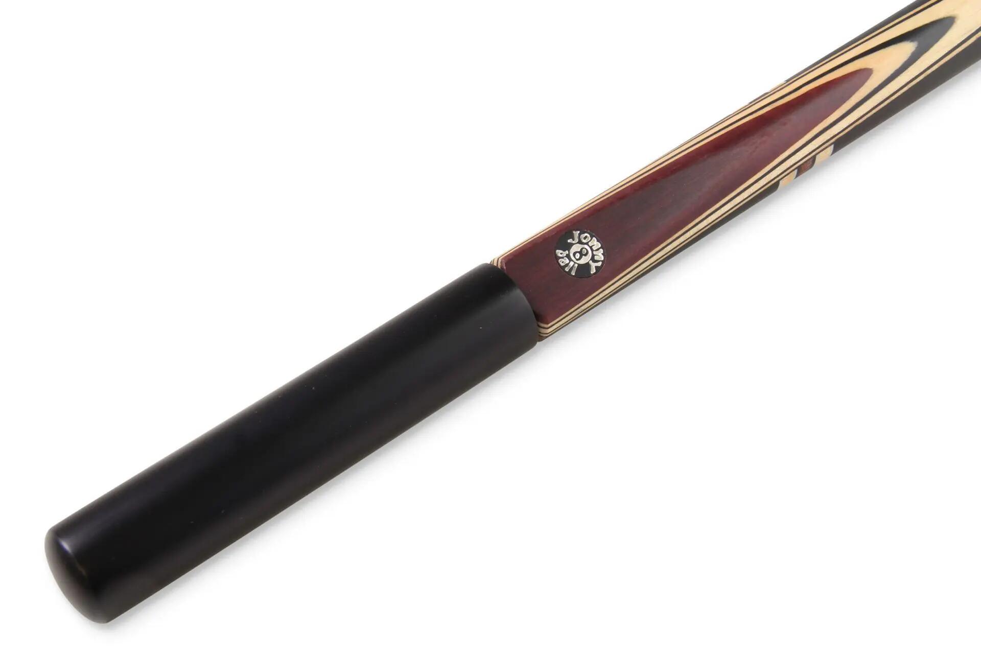 Jonny 8 Ball REDWOOD HALF MOON Butt ¾ Jointed Snooker Pool Cue with 9mm tip + 6 2/7