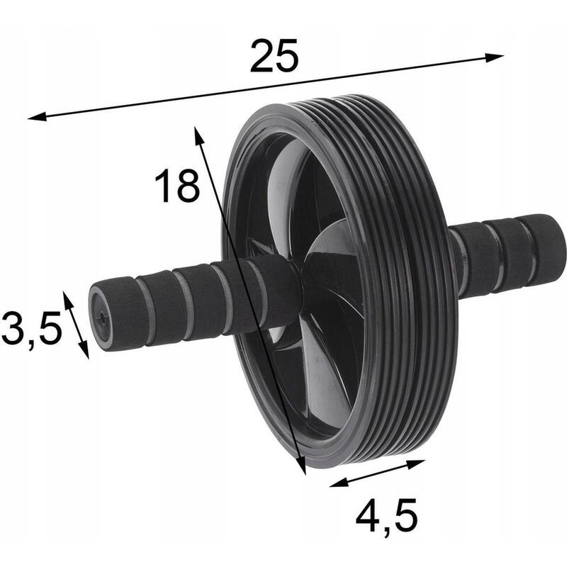 Roată cu mânere, cu covoraș, XQ Max, pentru fitness, negru