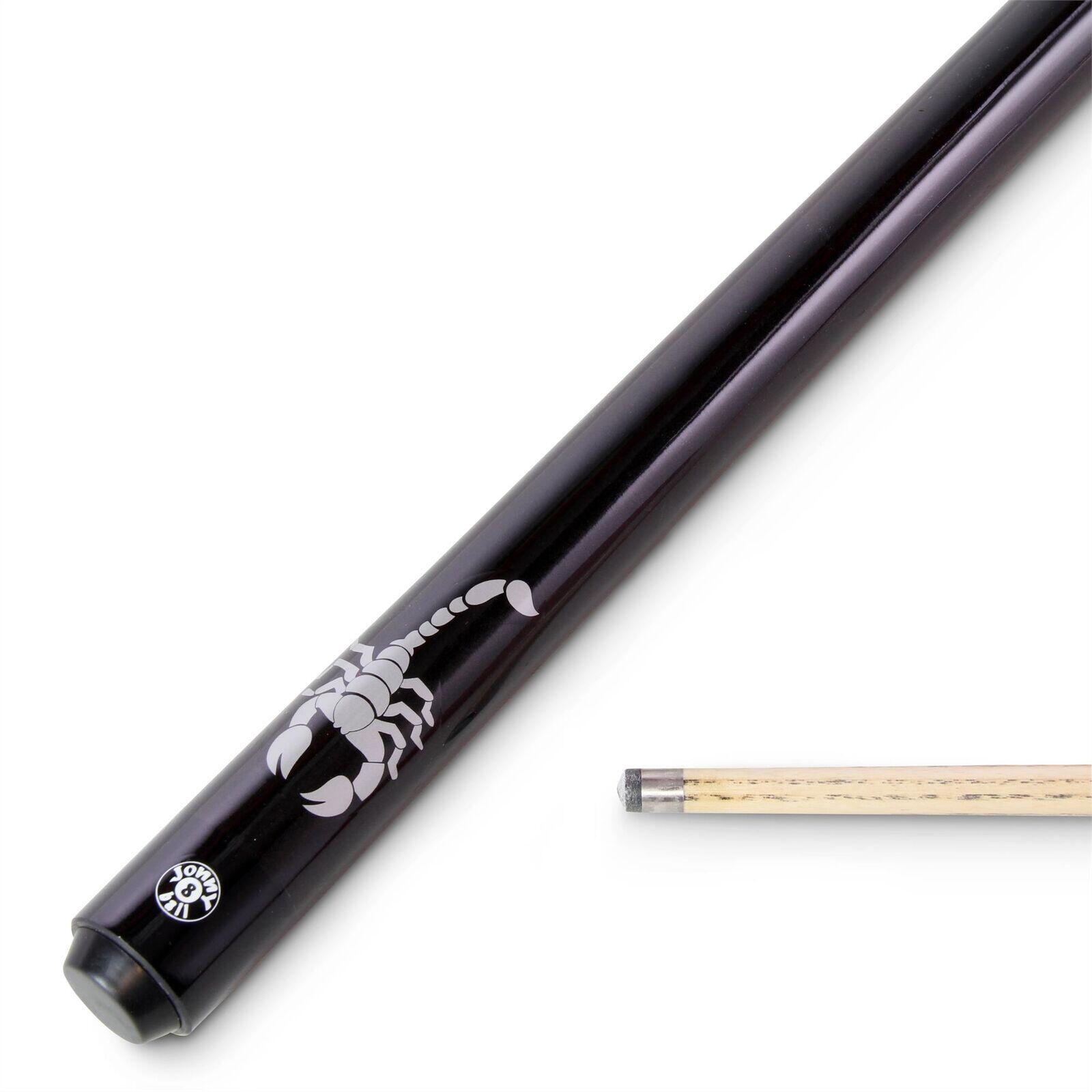 Jonny 8 Ball BLACK SCORPION 2pc Centre Joint Ash Snooker Pool Cue with 9mm Tip 2/6