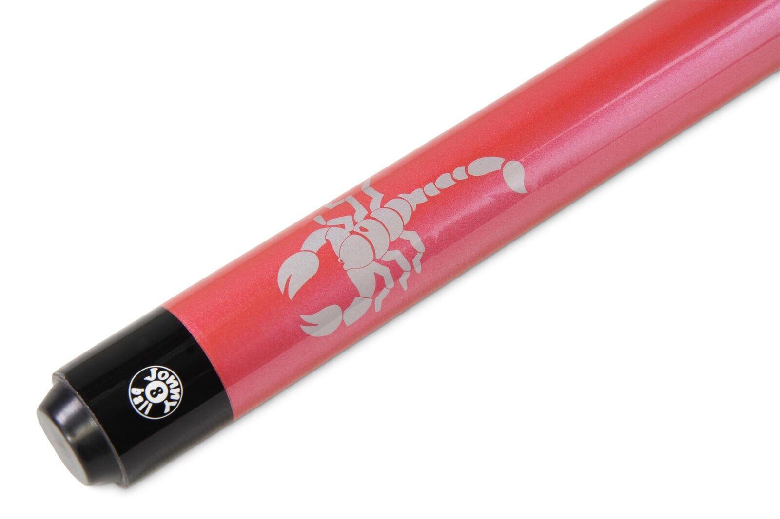 Jonny 8 Ball PINK SCORPION 2pc Centre Joint Ash Snooker Pool Cue with 9mm Tip 3/5