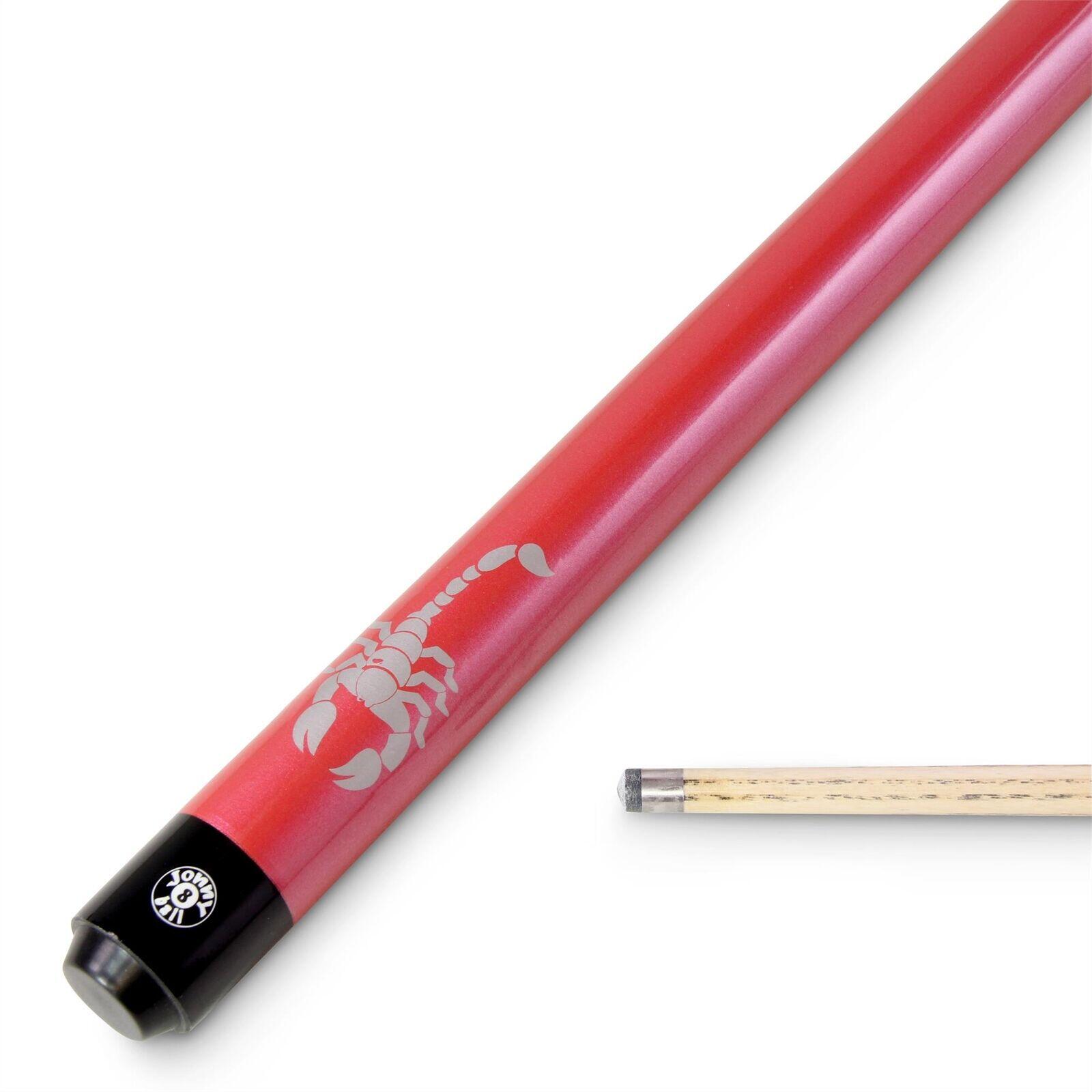 FUNKY CHALK Jonny 8 Ball PINK SCORPION 2pc Centre Joint Ash Snooker Pool Cue with 9mm Tip