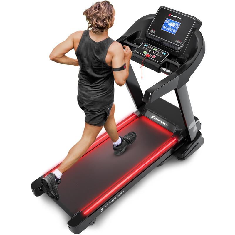 SPORTSTECH Tapis De Course Pliable F37, Capteurs, 12 Programmes, 20 km/h, MP3