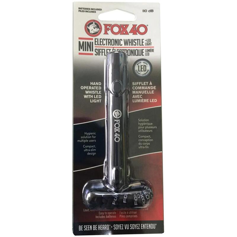 Fluier FOX 40 Electronic cu snur Mini, Negru, 110 dB
