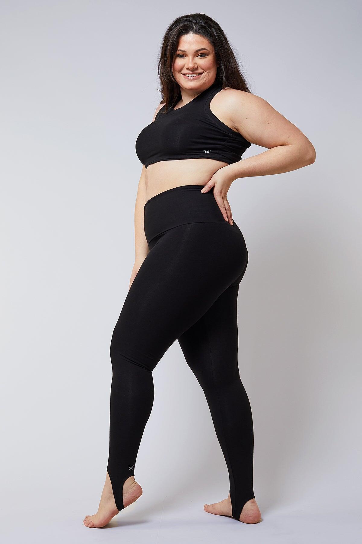 Extra Strong Compression Stirrup Leggings with Tummy Control Short Leg Black TLC SPORT Decathlon