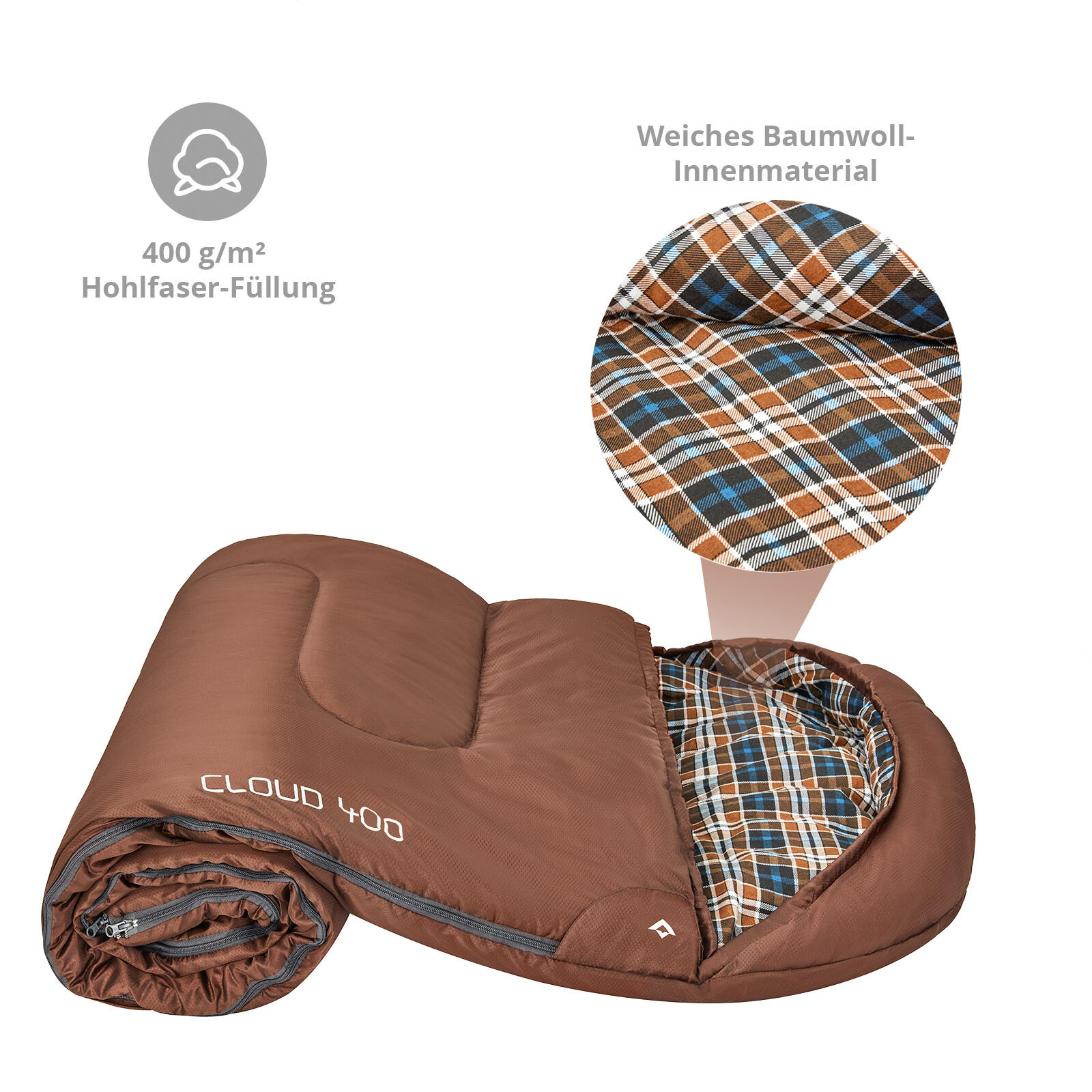 Sac de couchage d'hiver Cloud 400 Coton Large +4°C 4/5